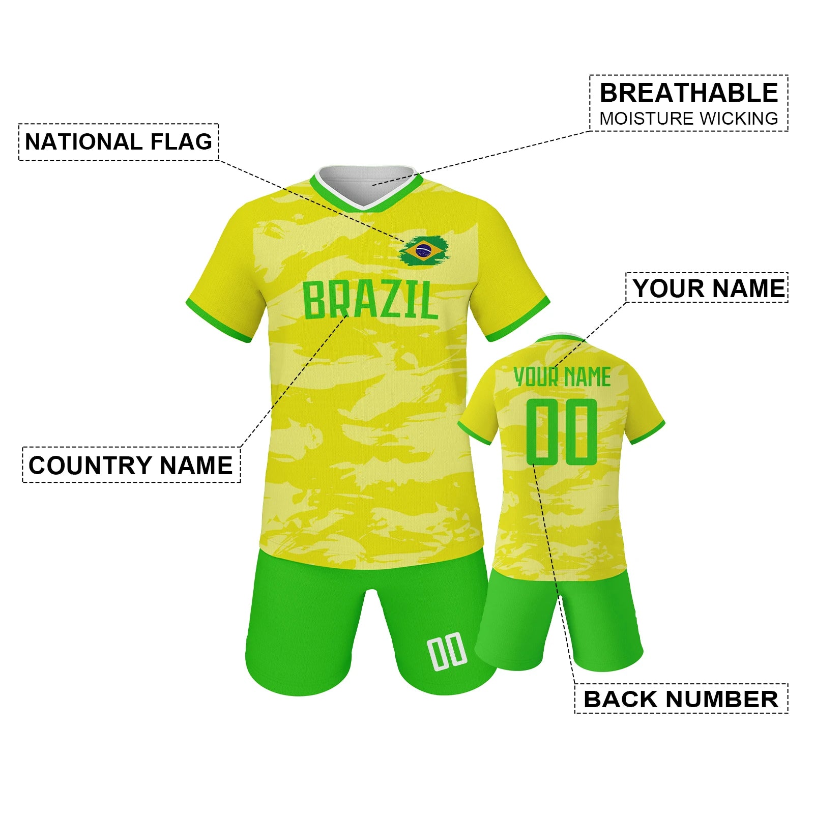 Custom Brazil Kids Jersey